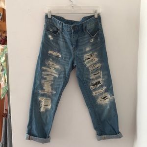 Blank denim distressed boyfriend jeans